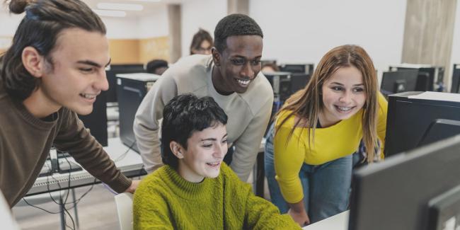 students using a computer