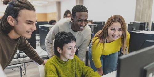 students using a computer