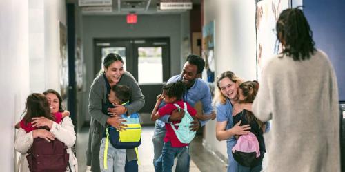 parents with students in a school 